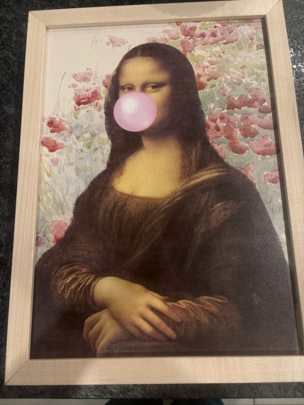 Mona Lisa Bubblegum Art Print - Pink Bubble Accent
